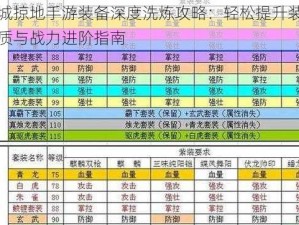 攻城掠地手游装备深度洗炼攻略：轻松提升装备品质与战力进阶指南