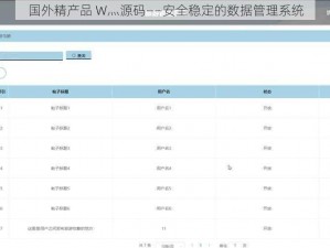国外精产品 W灬源码——安全稳定的数据管理系统