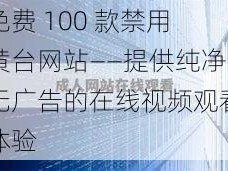 免费 100 款禁用黄台网站——提供纯净无广告的在线视频观看体验