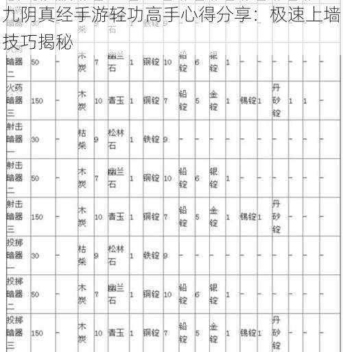 九阴真经手游轻功高手心得分享：极速上墙技巧揭秘