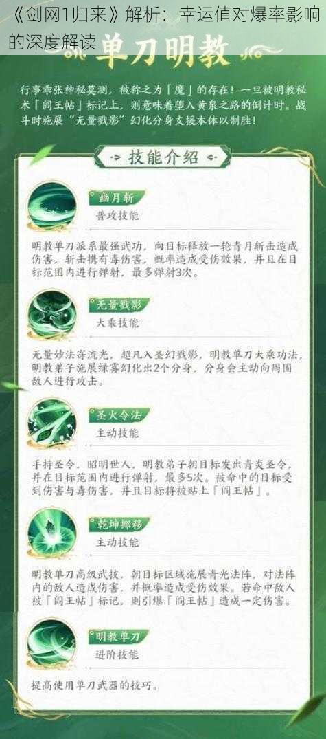 《剑网1归来》解析：幸运值对爆率影响的深度解读