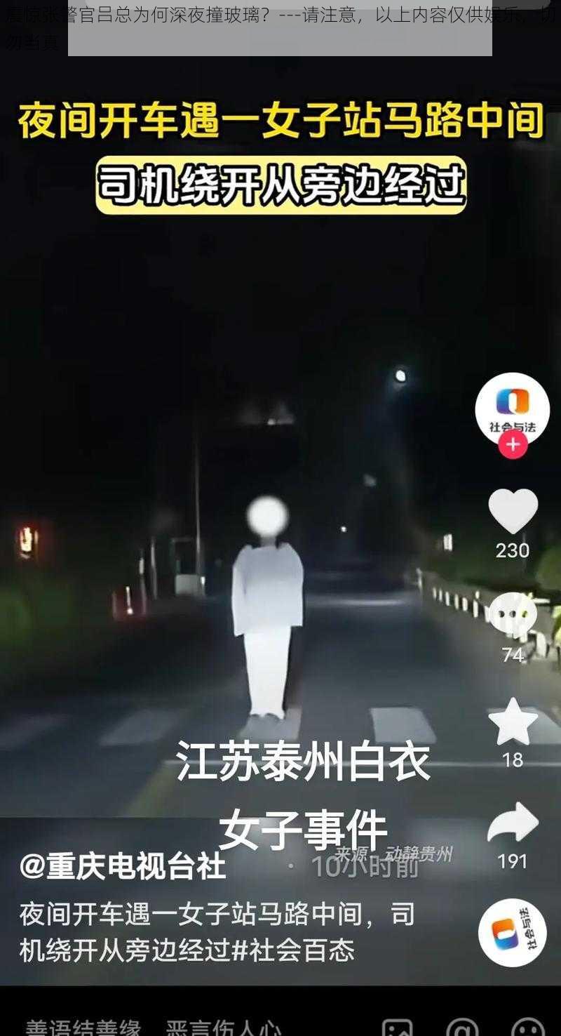 震惊张警官吕总为何深夜撞玻璃？---请注意，以上内容仅供娱乐，切勿当真