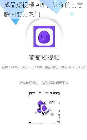 成品短视频 APP，让你的创意瞬间变为热门