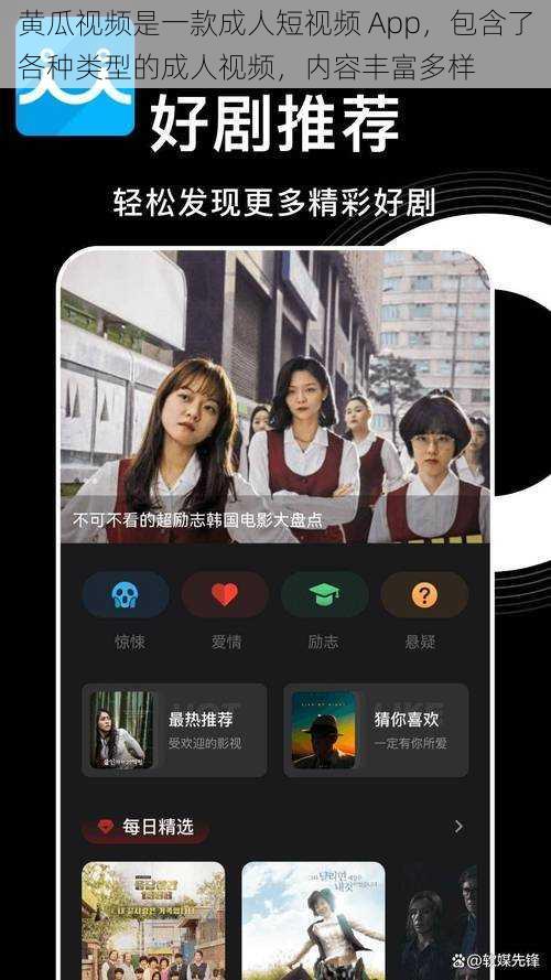 黄瓜视频是一款成人短视频 App，包含了各种类型的成人视频，内容丰富多样