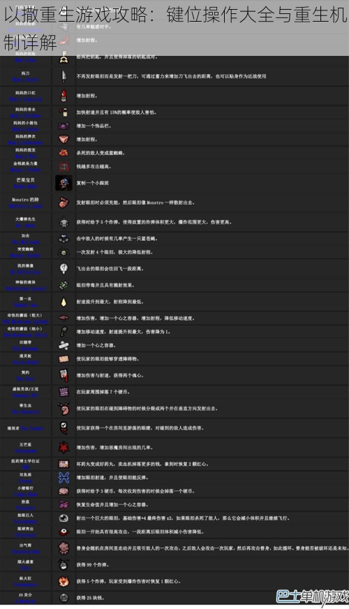 以撒重生游戏攻略：键位操作大全与重生机制详解