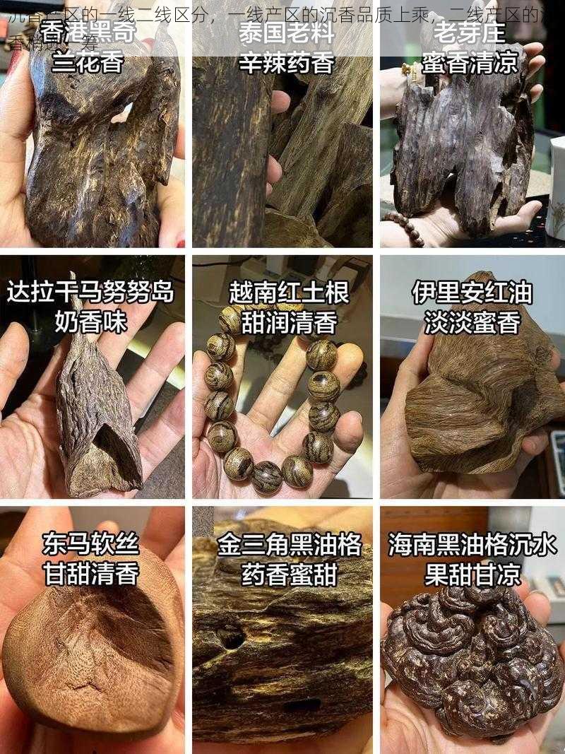 沉香产区的一线二线区分，一线产区的沉香品质上乘，二线产区的沉香稍逊一筹