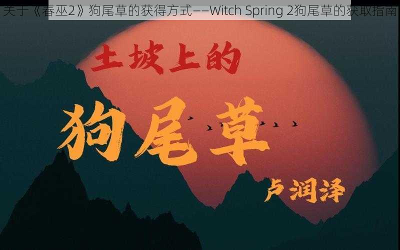 关于《春巫2》狗尾草的获得方式——Witch Spring 2狗尾草的获取指南