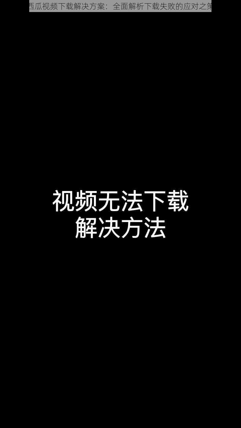 西瓜视频下载解决方案：全面解析下载失败的应对之策