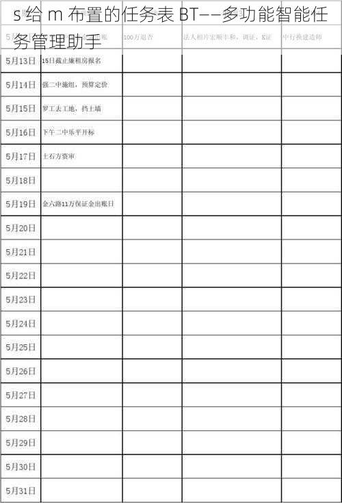 s 给 m 布置的任务表 BT——多功能智能任务管理助手