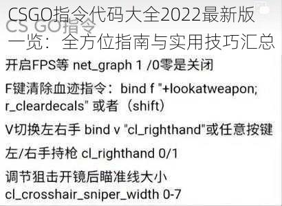 CSGO指令代码大全2022最新版一览：全方位指南与实用技巧汇总