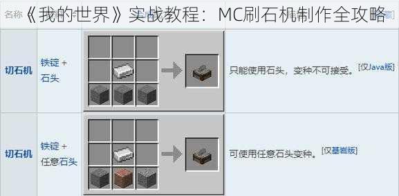 《我的世界》实战教程：MC刷石机制作全攻略