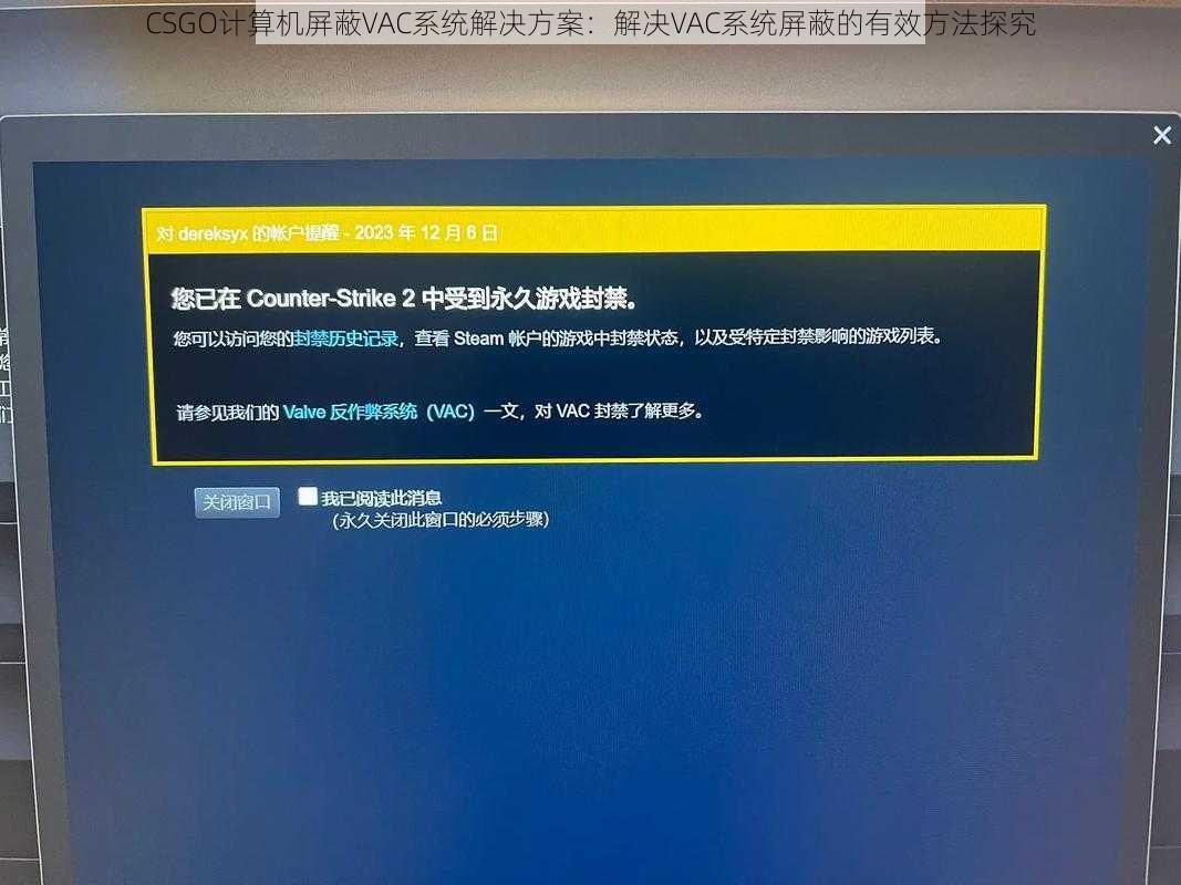 CSGO计算机屏蔽VAC系统解决方案：解决VAC系统屏蔽的有效方法探究