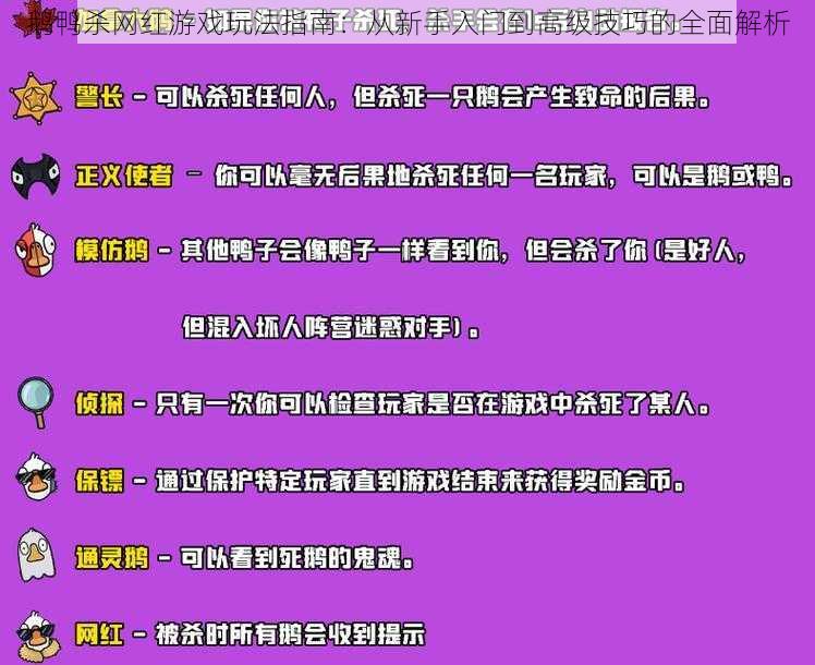 鹅鸭杀网红游戏玩法指南：从新手入门到高级技巧的全面解析