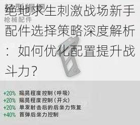 绝地求生刺激战场新手配件选择策略深度解析：如何优化配置提升战斗力？