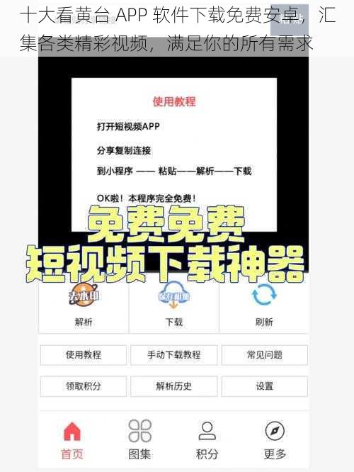 十大看黄台 APP 软件下载免费安卓，汇集各类精彩视频，满足你的所有需求