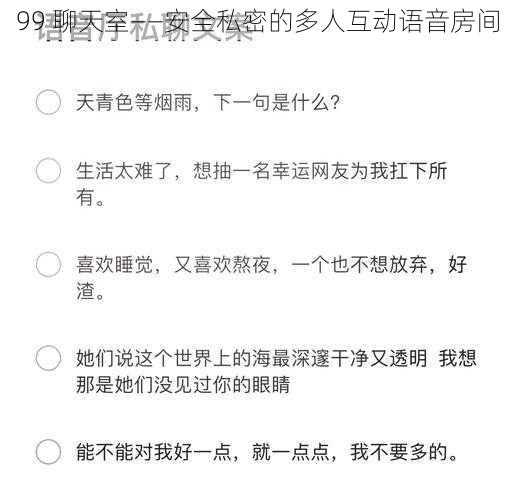 99 聊天室——安全私密的多人互动语音房间