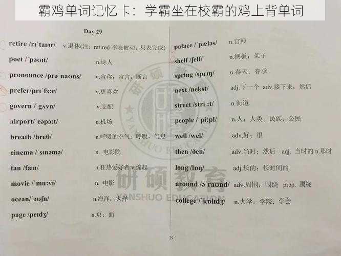 霸鸡单词记忆卡：学霸坐在校霸的鸡上背单词