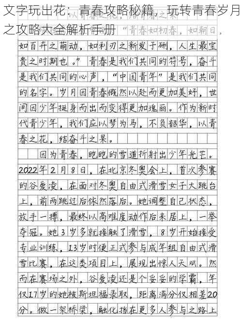 文字玩出花：青春攻略秘籍，玩转青春岁月之攻略大全解析手册