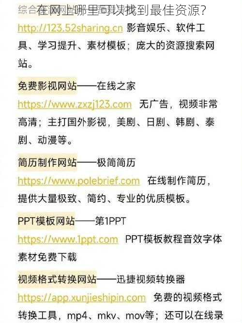 在网上哪里可以找到最佳资源？