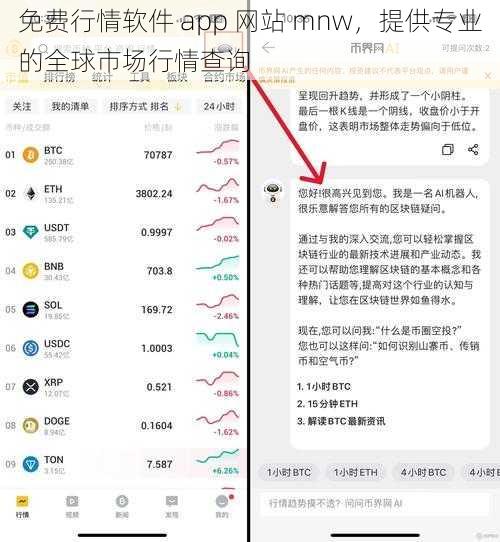 免费行情软件 app 网站 mnw，提供专业的全球市场行情查询