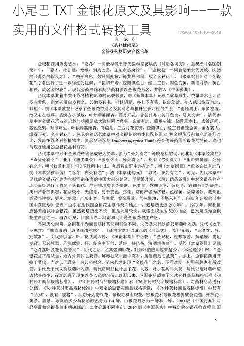 小尾巴 TXT 金银花原文及其影响——一款实用的文件格式转换工具