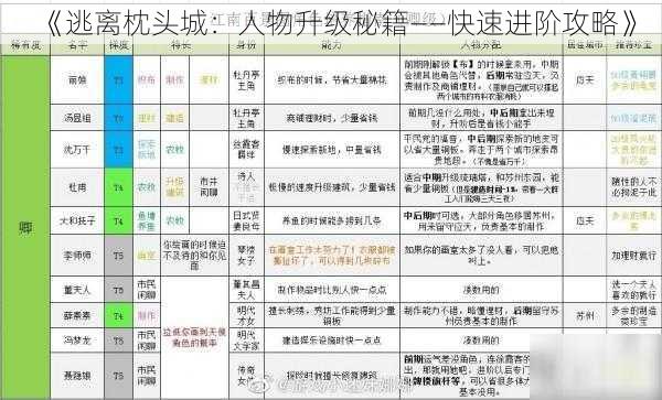 《逃离枕头城：人物升级秘籍——快速进阶攻略》