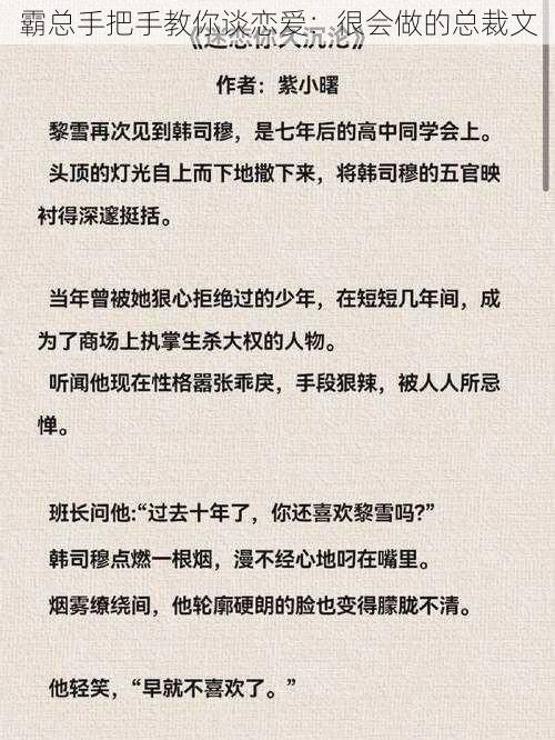 霸总手把手教你谈恋爱：很会做的总裁文