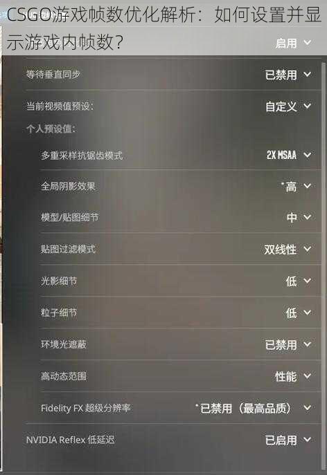 CSGO游戏帧数优化解析：如何设置并显示游戏内帧数？