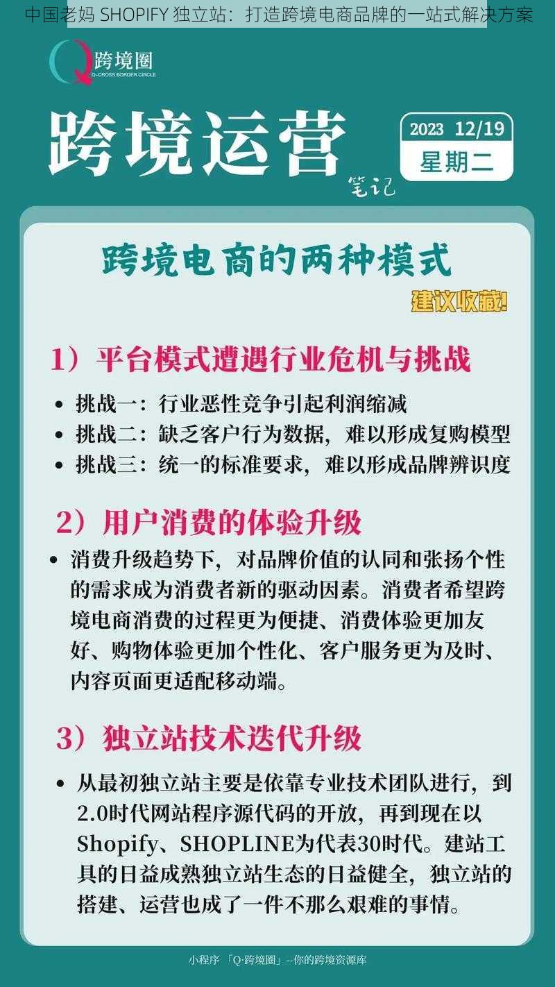 中国老妈 SHOPIFY 独立站：打造跨境电商品牌的一站式解决方案