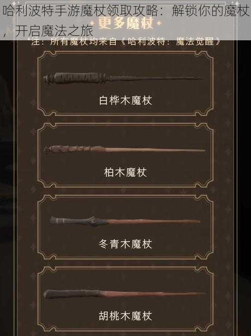 哈利波特手游魔杖领取攻略：解锁你的魔杖，开启魔法之旅